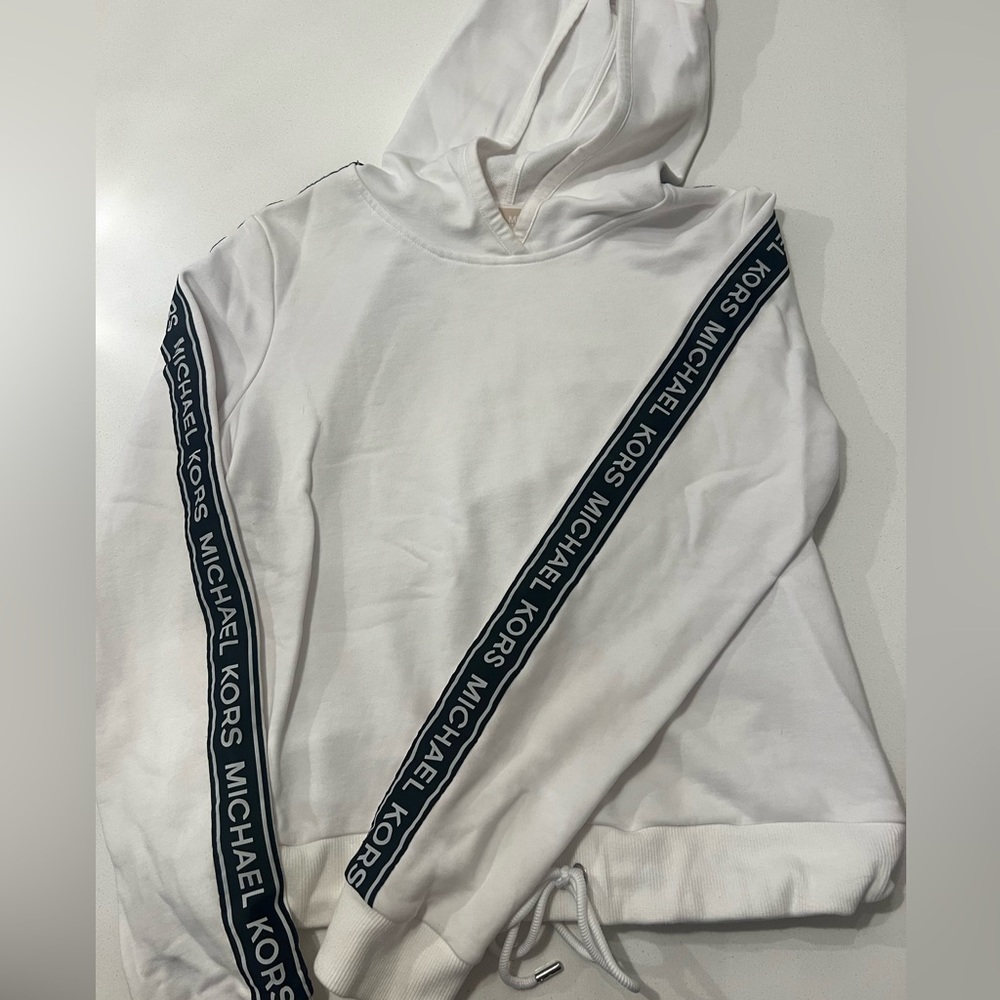 Michael Kors tape logo hoodie in white size MEDIUM